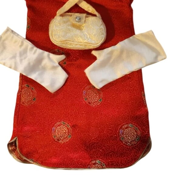 Elegant Red Chinese Dress Set For 18" American Girl Doll With Embroidered Detail - Picture 1 of 6
